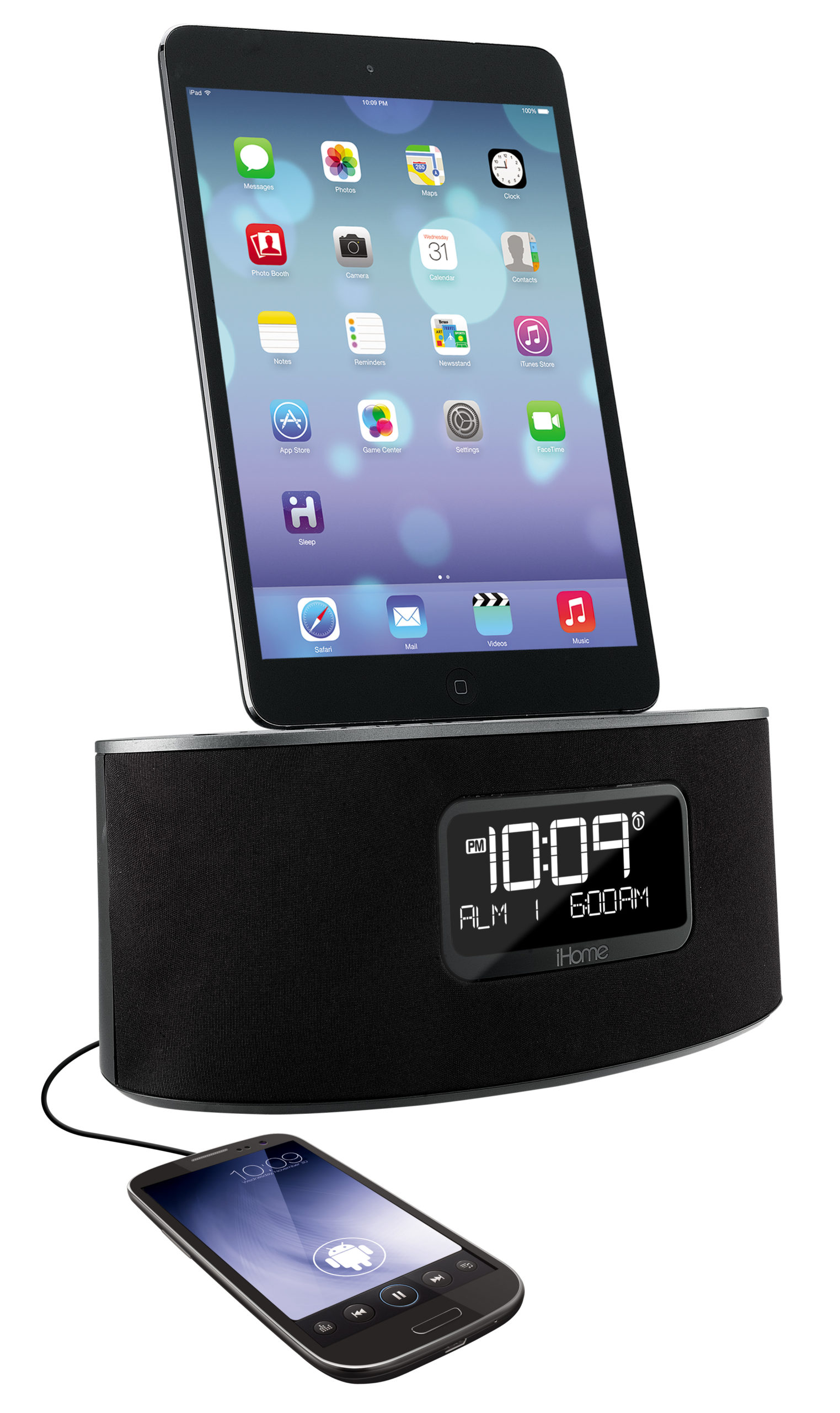 iDL46 Dual Charging Stereo FM Clock Radio with Lightning Dock and USB