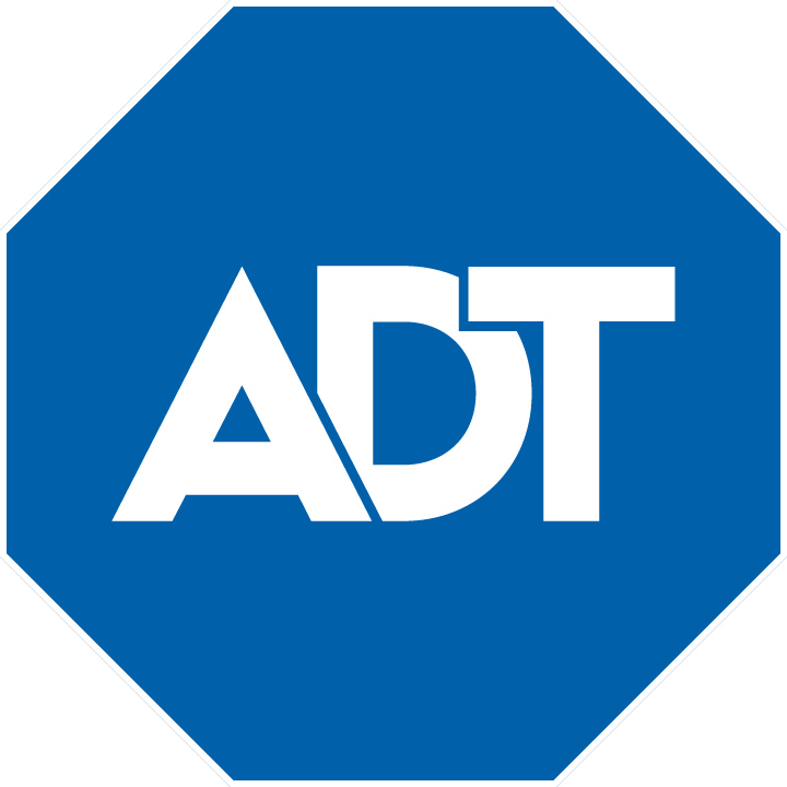 ADT logo, a blue octagon