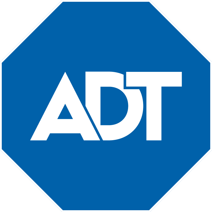 ADT logo, a blue octagon