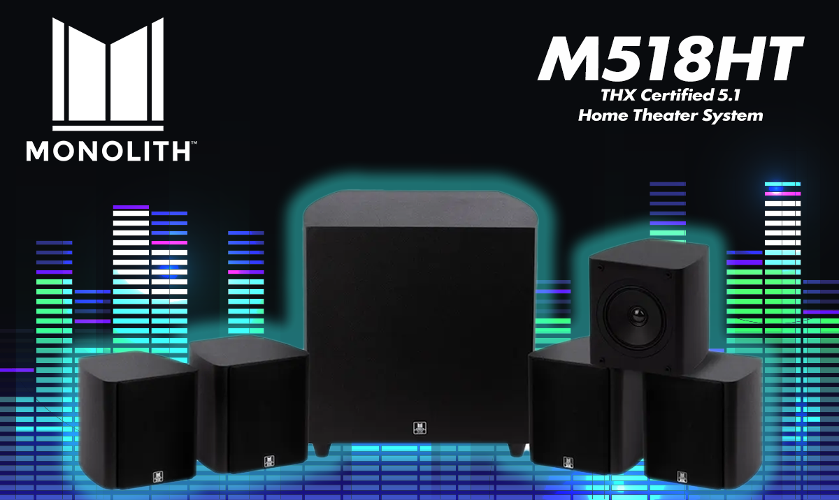 Monolith M518HT THX Certified 5.1 Channel Home Theater System, 150-Watt Powered Subwoofer, for Home Audio System or Gaming Systems, USB, HDTV Ultra HD