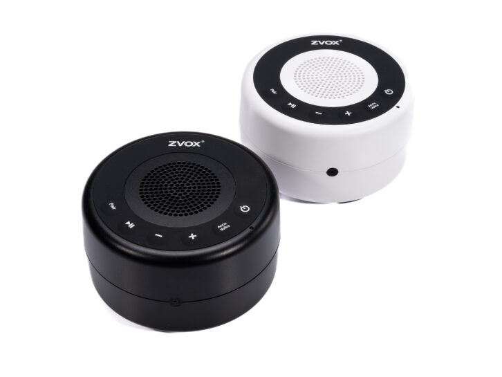 ZVOX AV70 portable bluetooth AccuVoice speaker. Ideal for use during virtual meetings and as an accessory for iPad and tablets used for entertainment and communication.