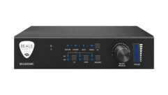 the Beale Street Audio BA330EARC, a compact 3-channel, 30-watt-per-channel Class D amplifier with eARC/ARC